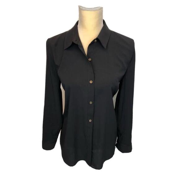 Jaclyn Smith Collection Women Long Sleeve Gold Button Down Black Shirt Size XXL - Picture 1 of 8